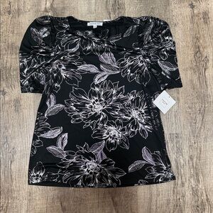 PerSeption Concept Black and White Floral Blouse
